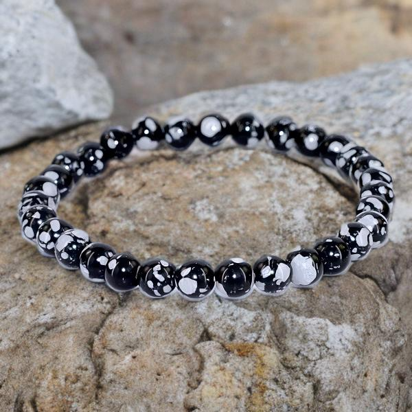 Bracelet Unisexe en Pierre Naturelle Flocon de Neige 6 mm – Élégance Authentique et Naturelle