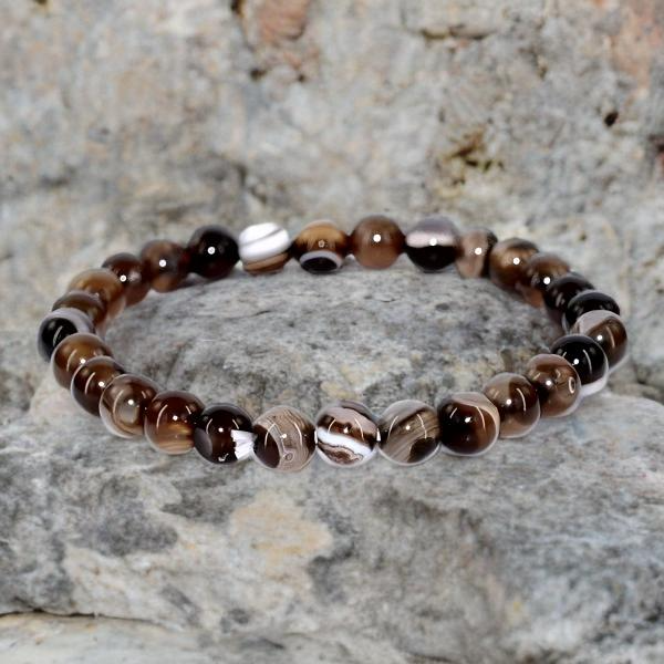 Bracelet Unisexe en Agate Naturelle 8 mm – Élégance Authentique et Intemporelle