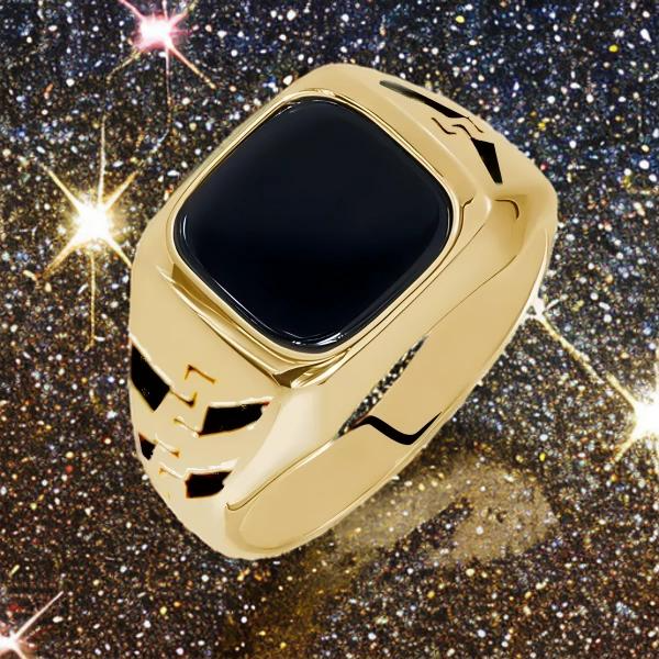 Bague Chevalière en Acier 316 Noir et Or – Élégance Contemporaine