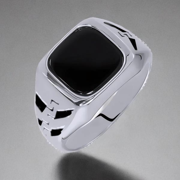 Bague Chevalière en Acier 316 Noir et Argent – Élégance Contemporaine et Finition Premium