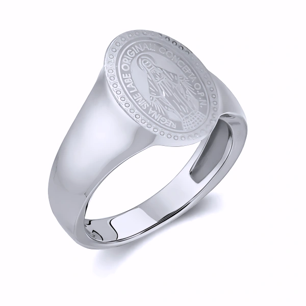 Bague Chevalière en Acier 316 Argenté Christ – Élégance et Raffinement Authentique