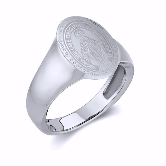 Bague Chevalière en Acier 316 Argenté Christ – Élégance et Raffinement Authentique