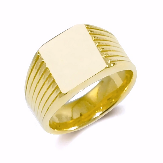 Bague Chevalière en Acier 316 et Or à Finitions Striées – Élégance et Robustesse Premium