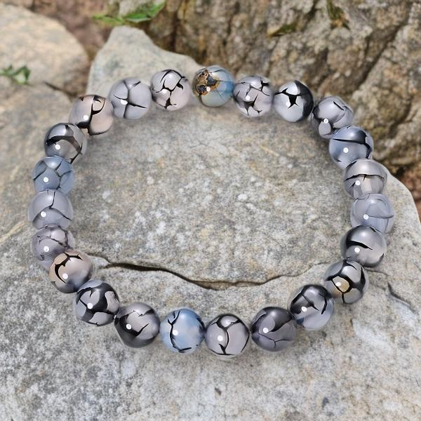 Bracelet Unisexe en Agate Veine de Dragon 8 mm