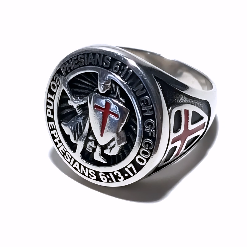 Bague Chevalière en Acier Inoxydable au Design Chevalier Élégant