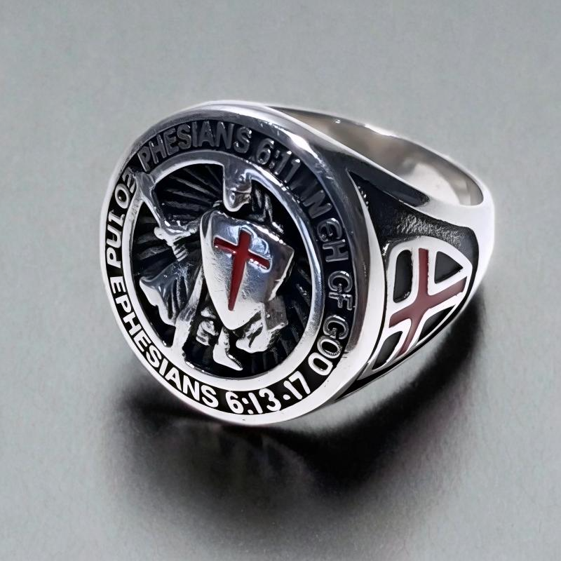 Bague Chevalière en Acier Inoxydable au Design Chevalier Élégant