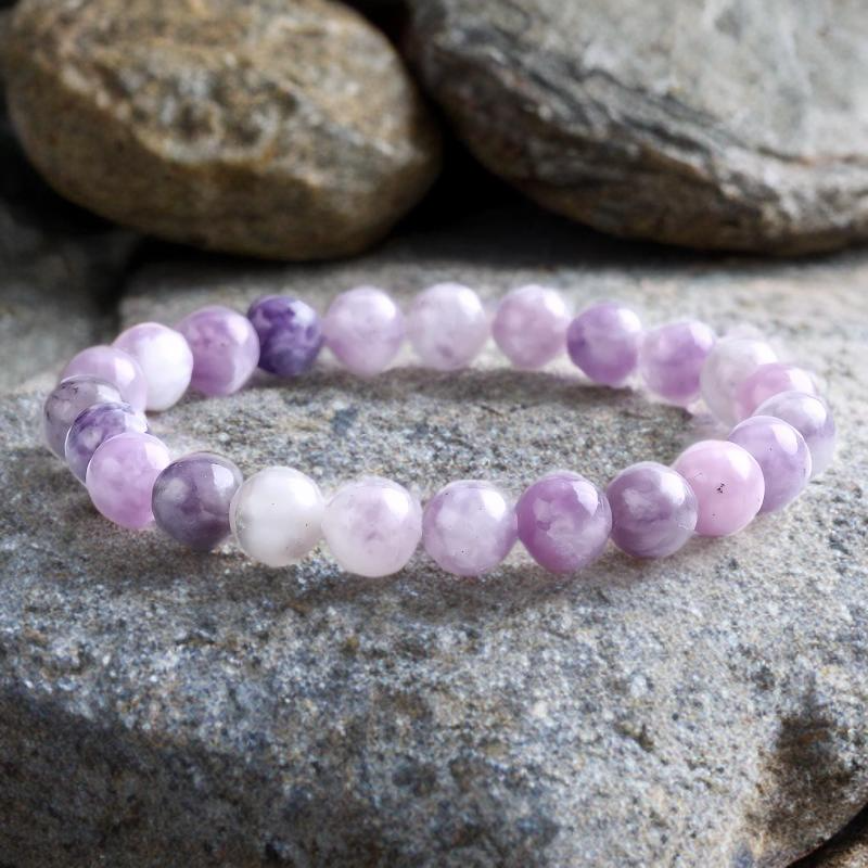 Bracelet Unisexe en Lépidolite Naturelle 8 mm – Élégance Authentique et Équilibre au Poignet