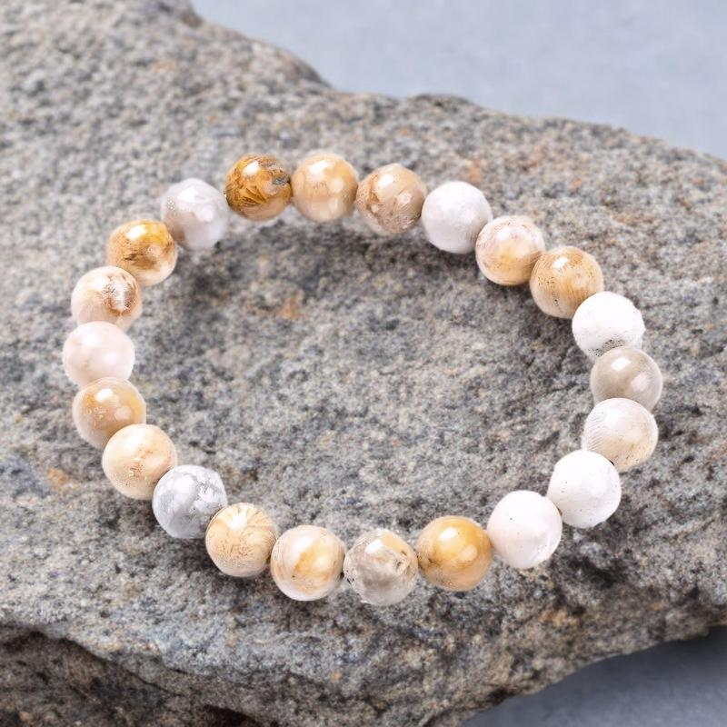 Bracelet Unisexe en Pierres Naturelles de Corail 8 mm