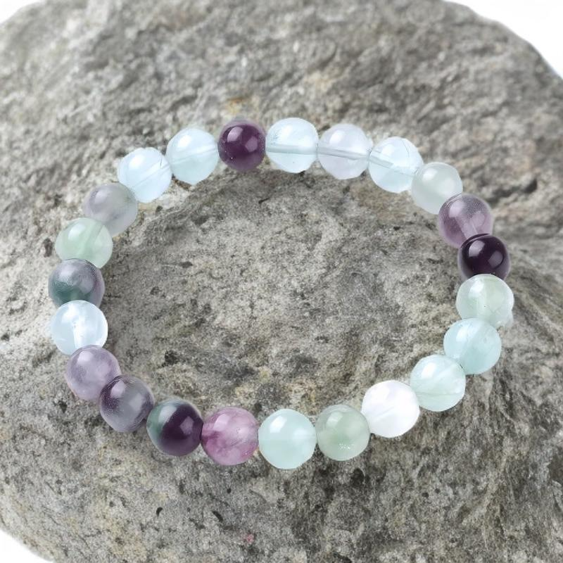 Bracelet Unisexe en Pierres Naturelles de Fluorite 8 mm – Élégance Authentique et Naturelle