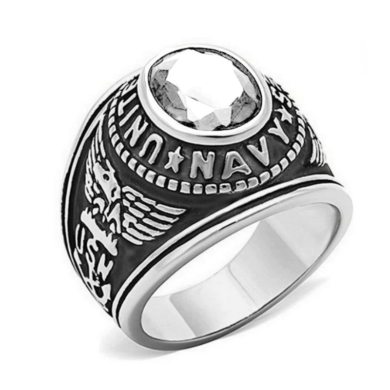 Bague Chevalière « Navy » en Acier 316 Argenté – Élégance et Robustesse Premium