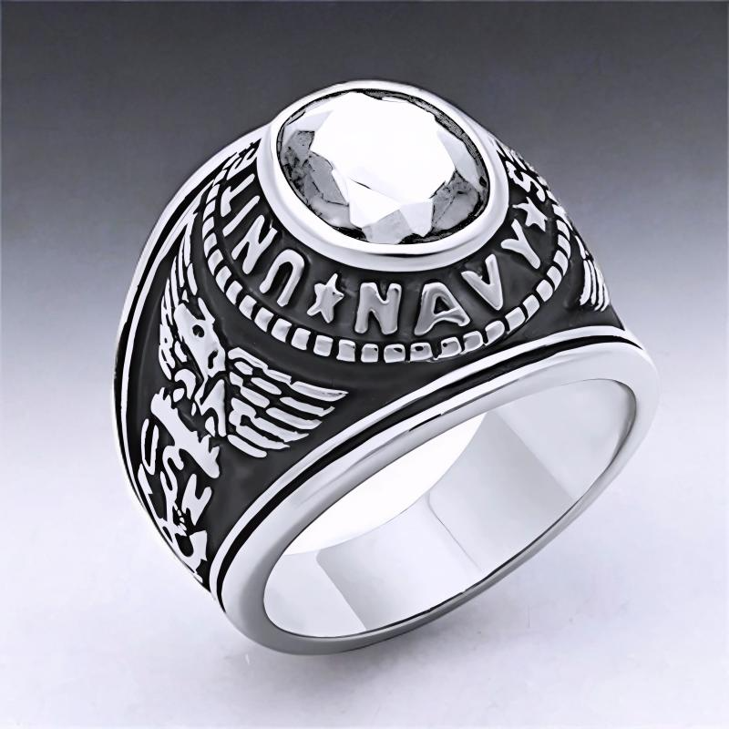Bague Chevalière « Navy » en Acier 316 Argenté – Élégance et Robustesse Premium
