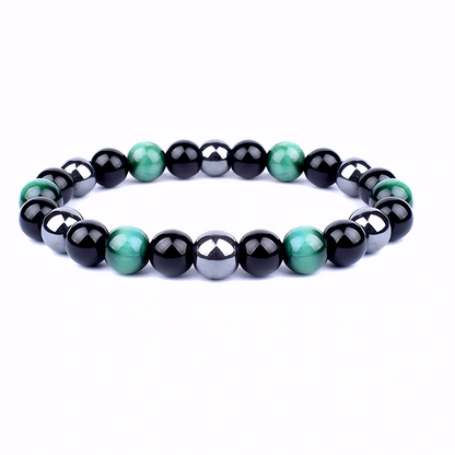Bracelet Femme en Pierres Naturelles : Œil de Tigre Teinté et Obsidienne