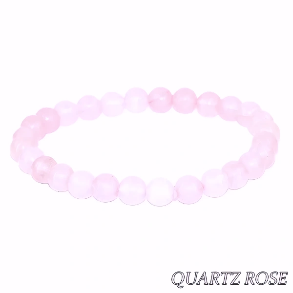 Bracelet Unisexe en Quartz Rose Naturel 6 mm – Élégance et Sobriété Authentique