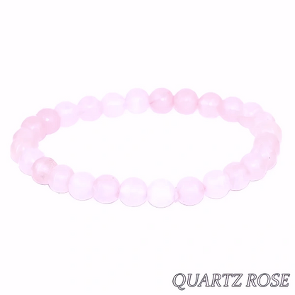 Bracelet Unisexe en Quartz Rose Naturel 6 mm – Élégance et Sobriété Authentique