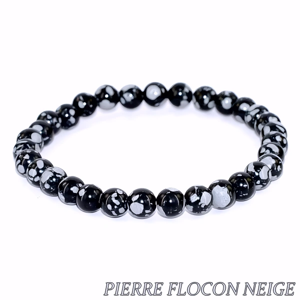 Bracelet Unisexe en Pierre Naturelle Flocon de Neige 6 mm – Élégance Authentique et Naturelle