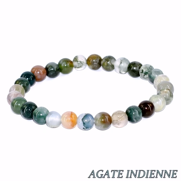 Bracelet Unisexe en Agate Indienne Naturelle 6 mm – Élégance Authentique et Intemporelle