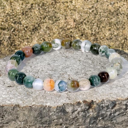 Bracelet Unisexe en Agate Indienne Naturelle 6 mm – Élégance Authentique et Intemporelle