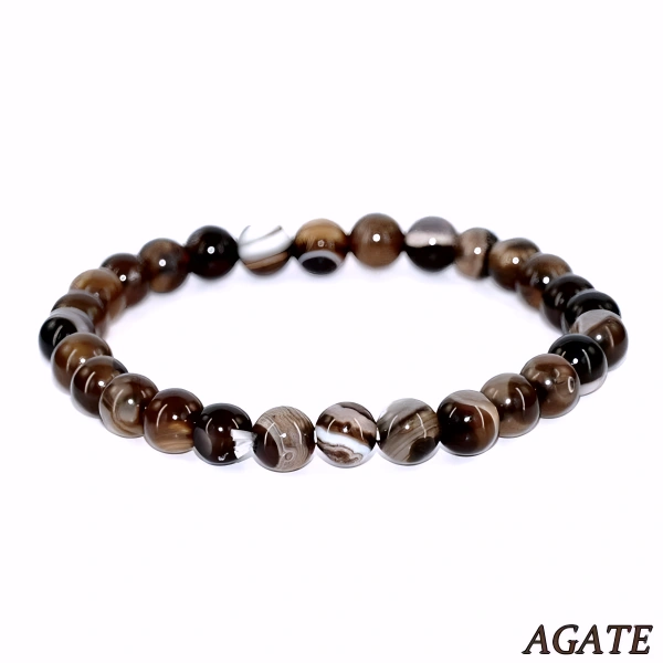 Bracelet Unisexe en Agate Naturelle 8 mm – Élégance Authentique et Intemporelle