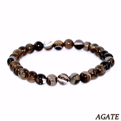 Bracelet Unisexe en Agate Naturelle 8 mm – Élégance Authentique et Intemporelle