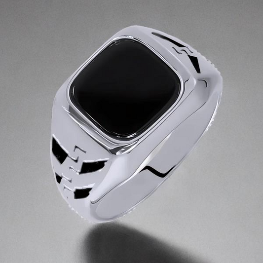 Bague Chevalière en Acier 316 Noir et Argent – Élégance Contemporaine et Finition Premium