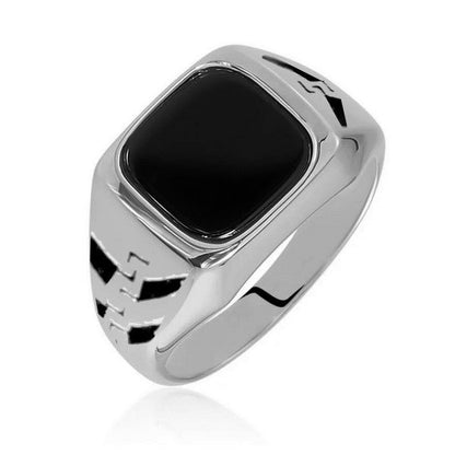 Bague Chevalière en Acier 316 Noir et Argent – Élégance Contemporaine et Finition Premium