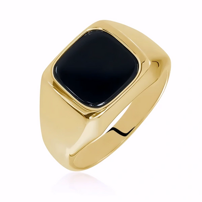 Bague Chevalière en Acier 316 Bicolore Or et Noir – Élégance Contemporaine