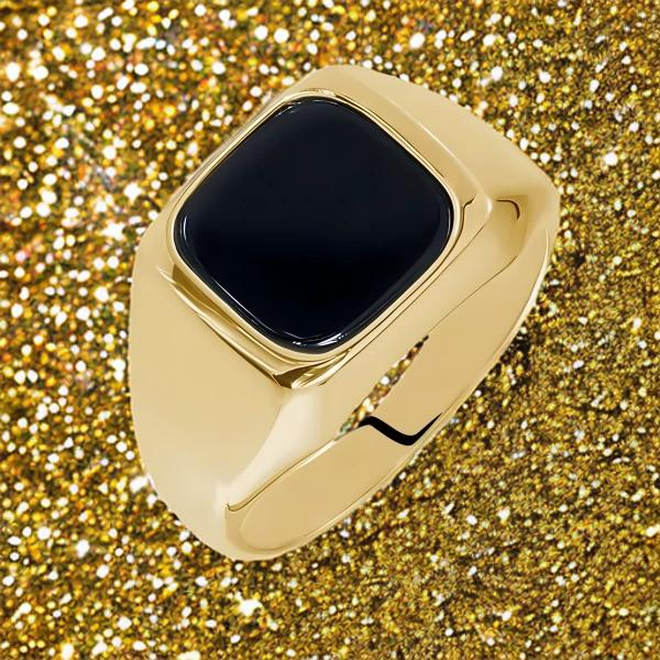 Bague Chevalière en Acier 316 Bicolore Or et Noir – Élégance Contemporaine