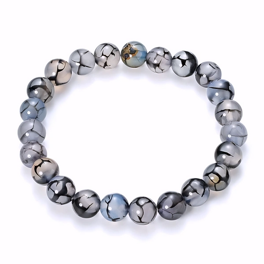Bracelet Unisexe en Agate Veine de Dragon 8 mm
