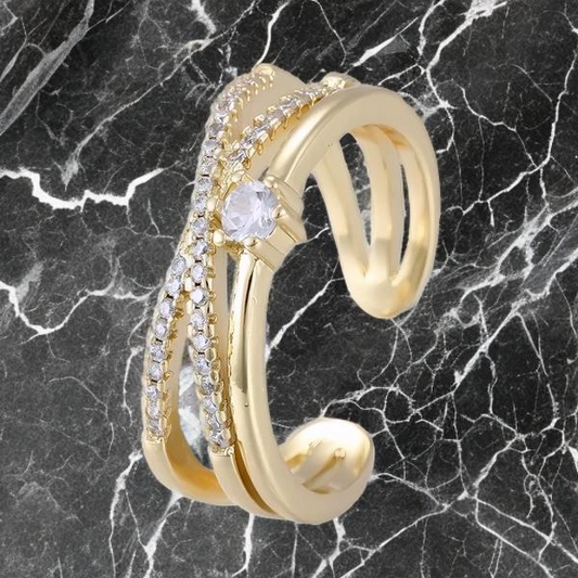 Bague Ibiza Plaqué Or Jaune Oxyde De Zirconium