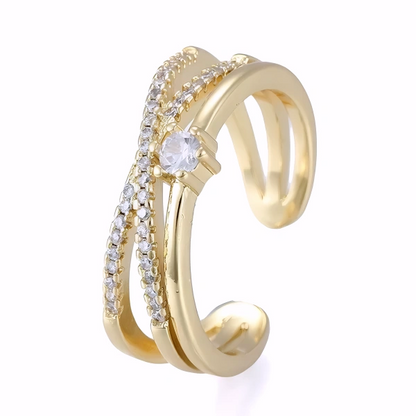 Bague Ibiza Plaqué Or Jaune Oxyde De Zirconium