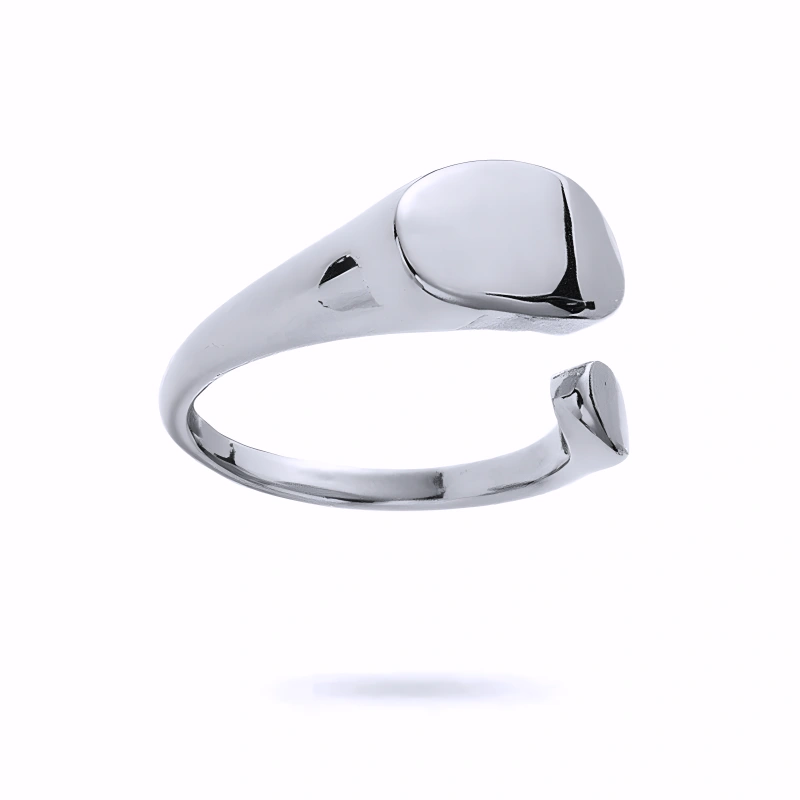 Bague Ouverte en Acier Inoxydable Argenté – Élégance Contemporaine et Durable