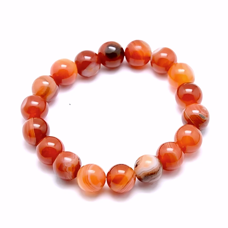 Bracelet Unisexe en Agate Rayée Naturelle – Perles 6 mm, Élégance Authentique