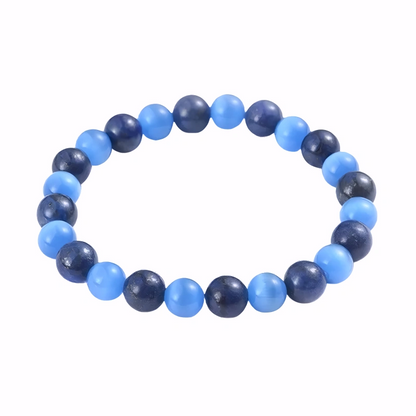 Bracelet Unisexe en Pierre Naturelle 6 mm – Lapis Lazuli Œil de Chat Élégant