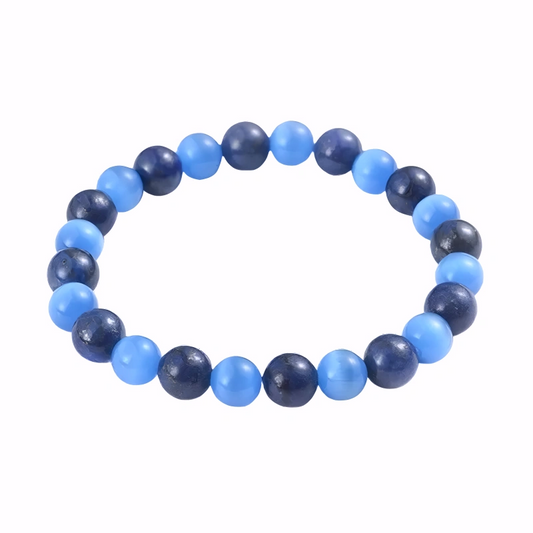 Bracelet Unisexe en Pierre Naturelle 6 mm – Lapis Lazuli Œil de Chat Élégant