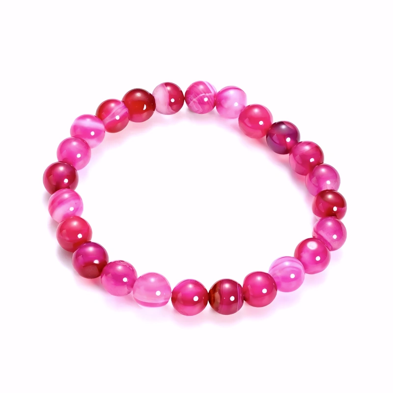 Bracelet Unisexe en Pierres Naturelles d’Agate Rayée – Perles 8 mm