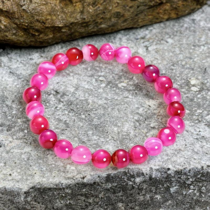 Bracelet Unisexe en Pierres Naturelles d’Agate Rayée – Perles 8 mm