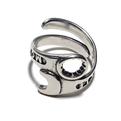 Bague Chevalière en Acier Inoxydable au Design Clé de Motocyclette Élégante