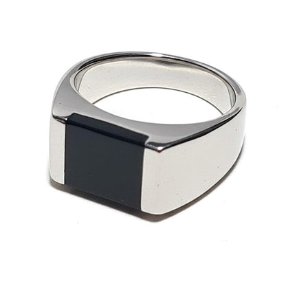 Bague Chevalière en Acier Inoxydable et Titane Noir – Élégance Contemporaine