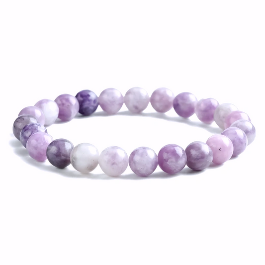Bracelet Unisexe en Lépidolite Naturelle 8 mm – Élégance Authentique et Équilibre au Poignet