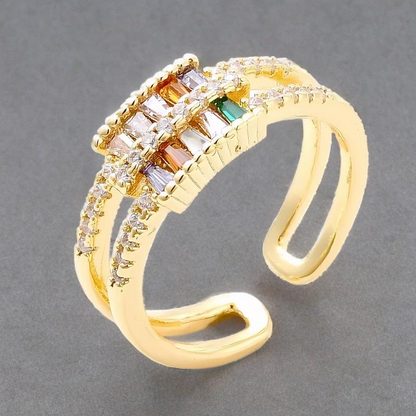 Bague Céleste Plaqué Or Jaune Oxyde De Zirconium