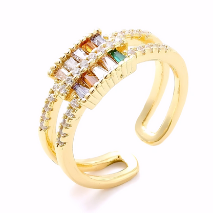 Bague Céleste Plaqué Or Jaune Oxyde De Zirconium