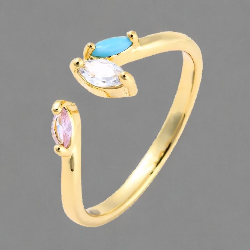 Bague Rosa Plaqué Or Jaune Oxyde De Zirconium