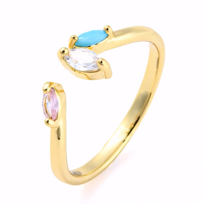 Bague Rosa Plaqué Or Jaune Oxyde De Zirconium