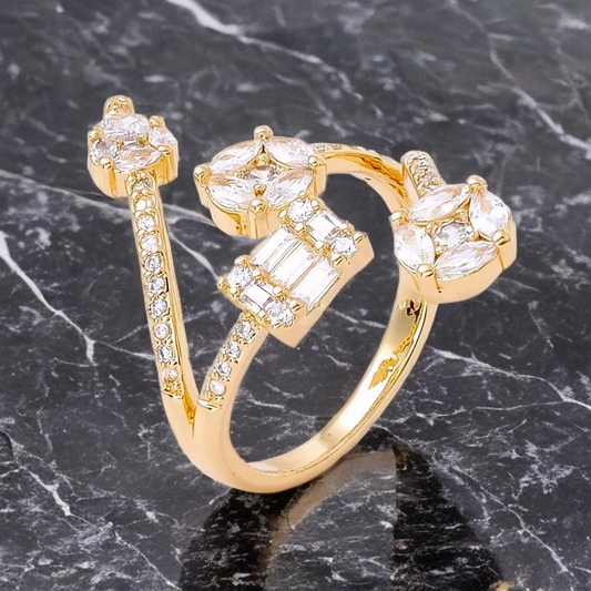 Bague Majesté Plaqué Or Jaune Oxyde De Zirconium