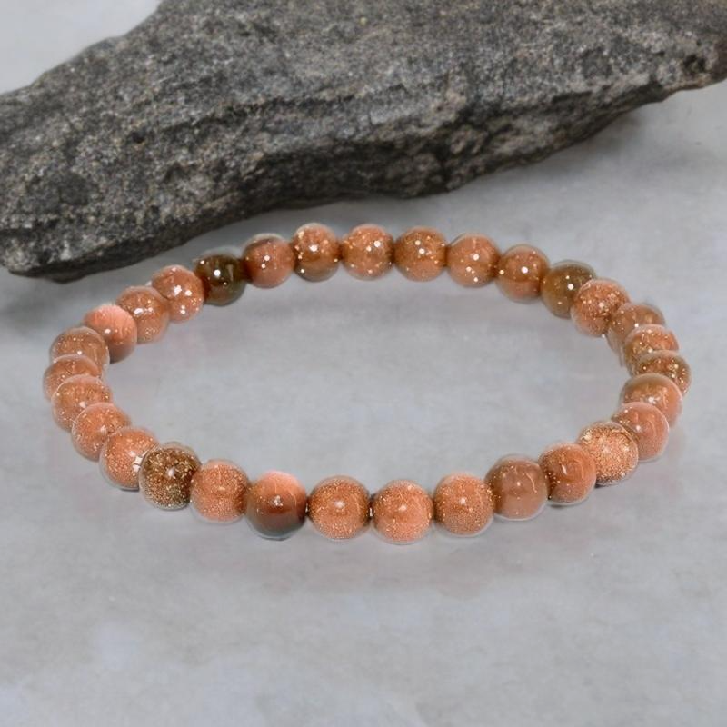 Bracelet Unisexe en Pierre Naturelle de Sable d'Or 6 mm – Élégance Authentique et Intemporelle