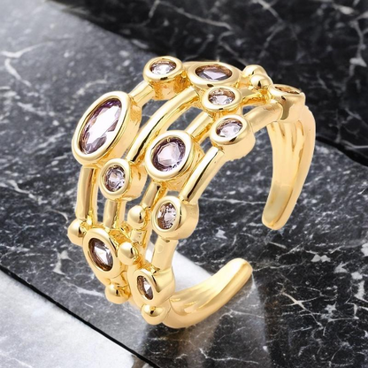 Bague Olympia Plaqué Or Jaune Oxyde De Zirconium