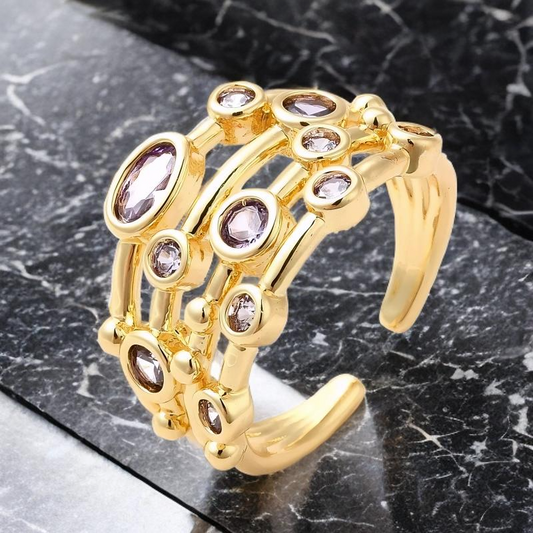 Bague Olympia Plaqué Or Jaune Oxyde De Zirconium