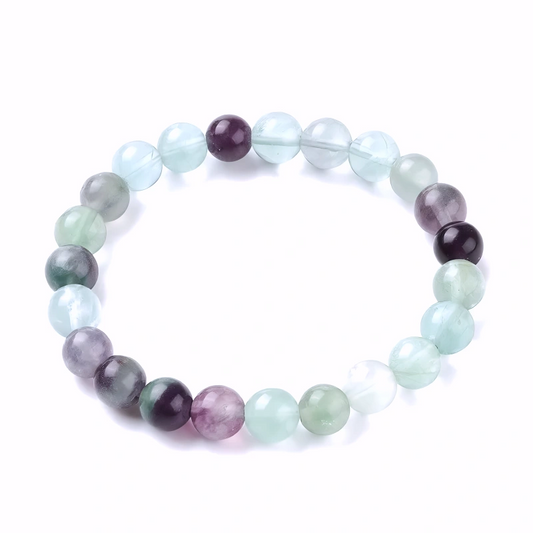 Bracelet Unisexe en Pierres Naturelles de Fluorite 8 mm – Élégance Authentique et Naturelle