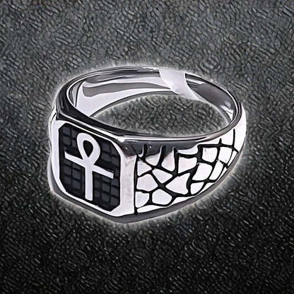 Bague Chevalière Argentée en Acier Inoxydable Élégante Croix