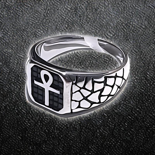 Bague Chevalière Argentée en Acier Inoxydable Élégante Croix